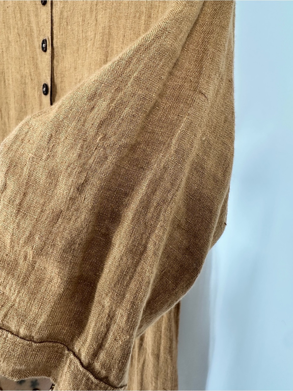 PYNE & SMITH European Flax Linen No.14 Full Length Pocket Dress Caramel Size L - Picture 12 of 16